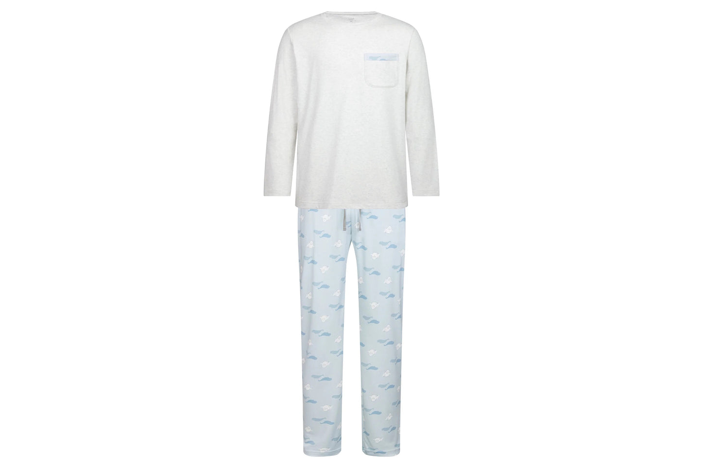 Nest Designs Men's Organic Cotton Long Sleeve Pocket Tee PJ Set - Beluga Boogie