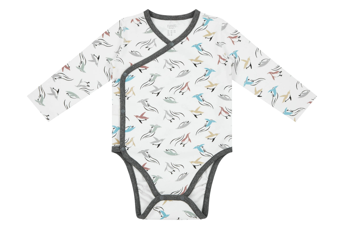Nest Designs Organic Cotton Kimono Long Sleeve Onesie - Rainbow Swim