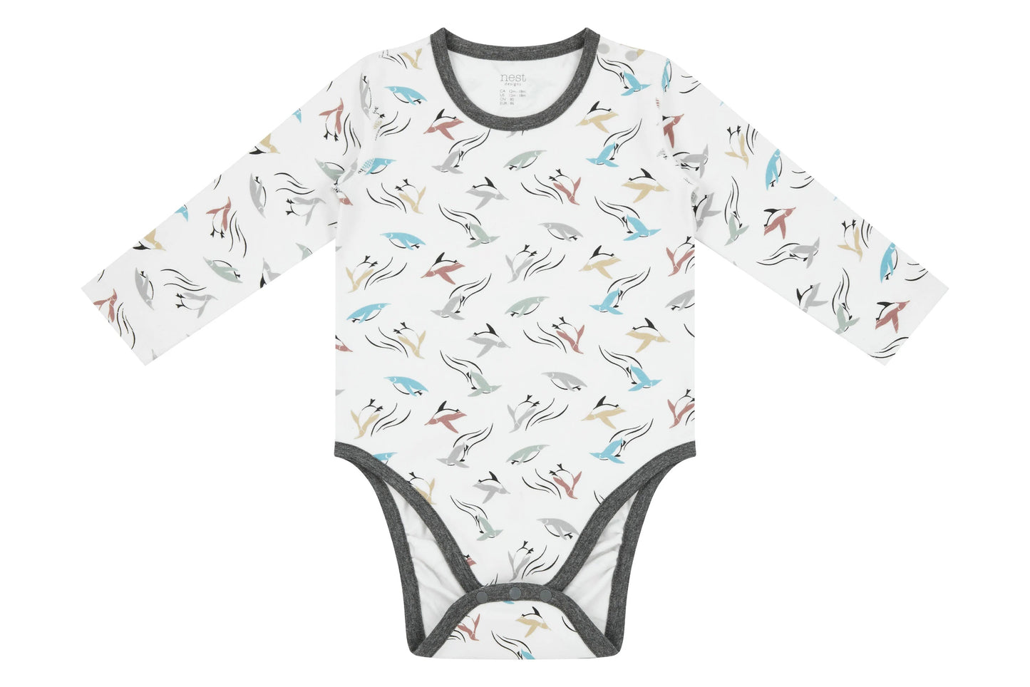 Nest Designs Organic Cotton Long Sleeve Onesie - Rainbow Swim