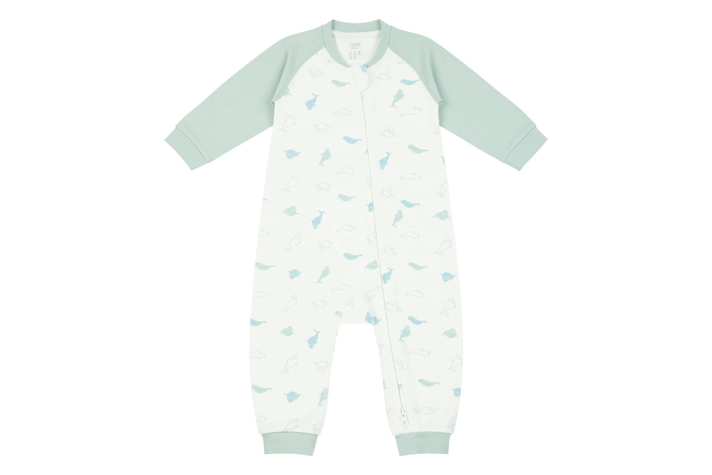 Nest Designs Organic Cotton One-Piece Zip Footless Sleeper - Baby Beluga