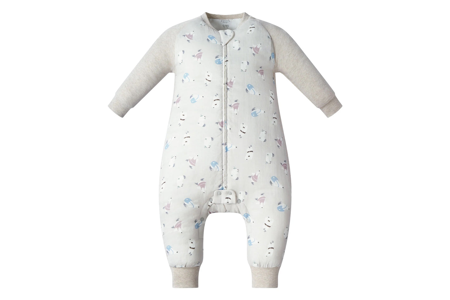 Nest Designs Raglan Bamboo Long Sleeve Footed Sleep Bag 2.5 TOG - Winter Skate