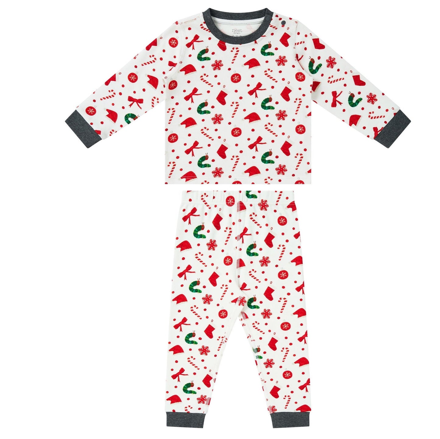 Nest Designs Organic Cotton Two-Piece PJ Set - Eric Carle Candy Cane Lane
