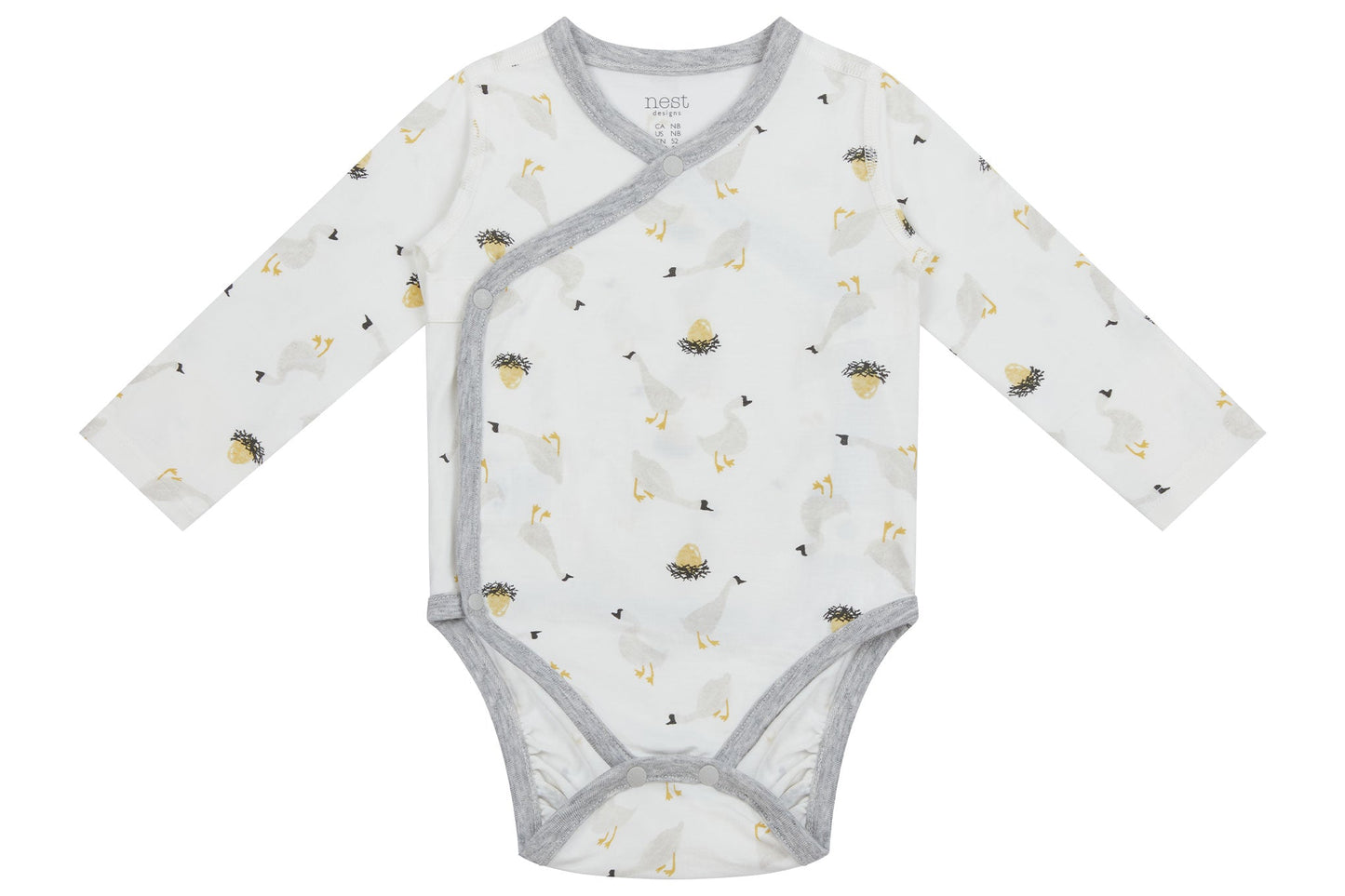 Nest Designs Bamboo Long Sleeve Kimono Onesie - The Goose & The Golden egg