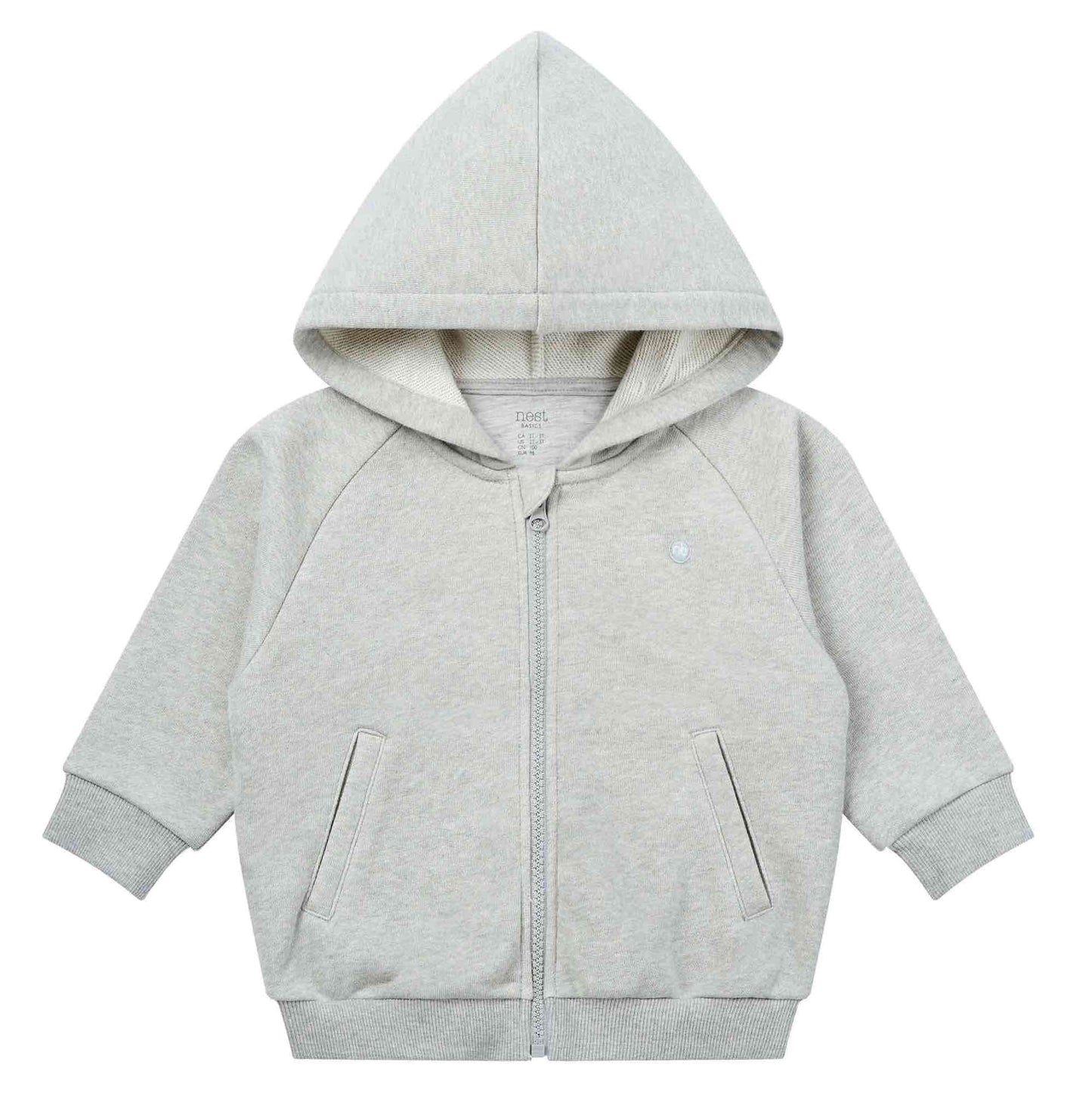 Nest Designs Basic Organic Terry Zip Up Hoodie - Cloudburst Light