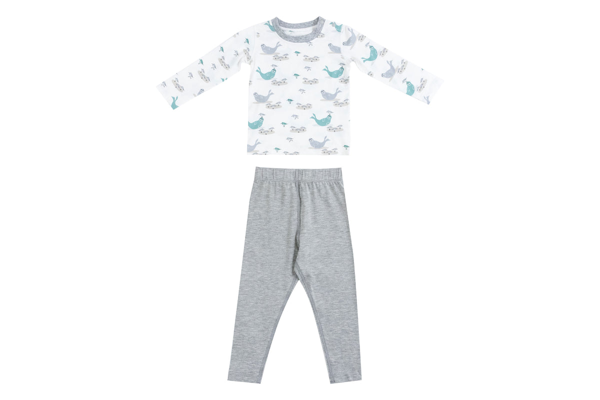 Nest Designs Bamboo Jersey Two-Piece Long Sleeve PJ Set - Basking Buddies