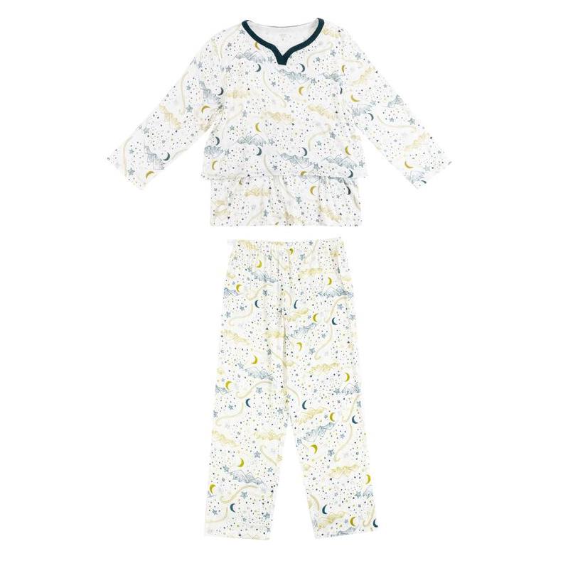 Nest Designs Women's Bamboo Pima 3/4 Sleeve Nursing PJ Set - Stars White