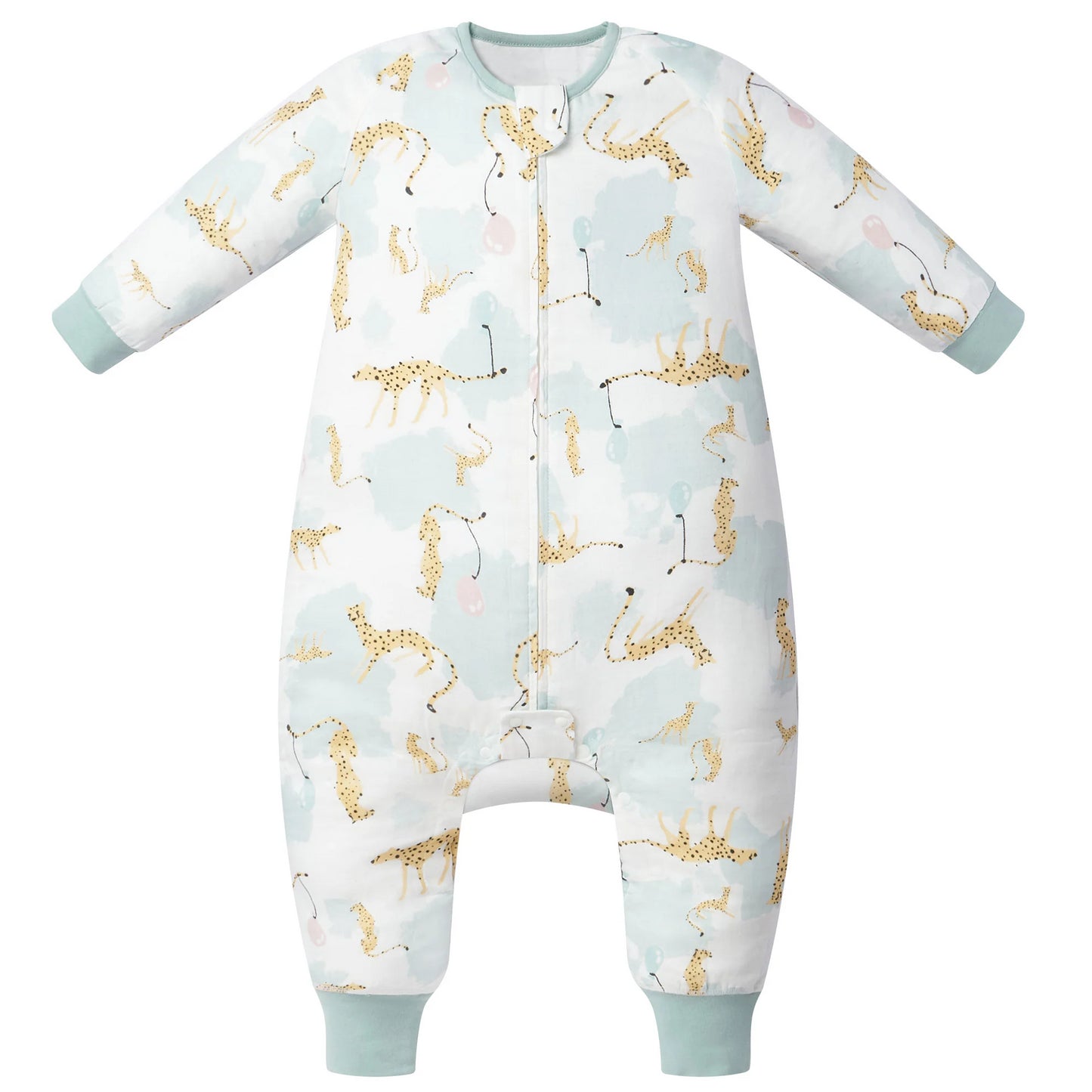 Nest Designs 0.6 TOG Bamboo Pima Long Sleeve Footed Sleep Bag - Cheetah Party