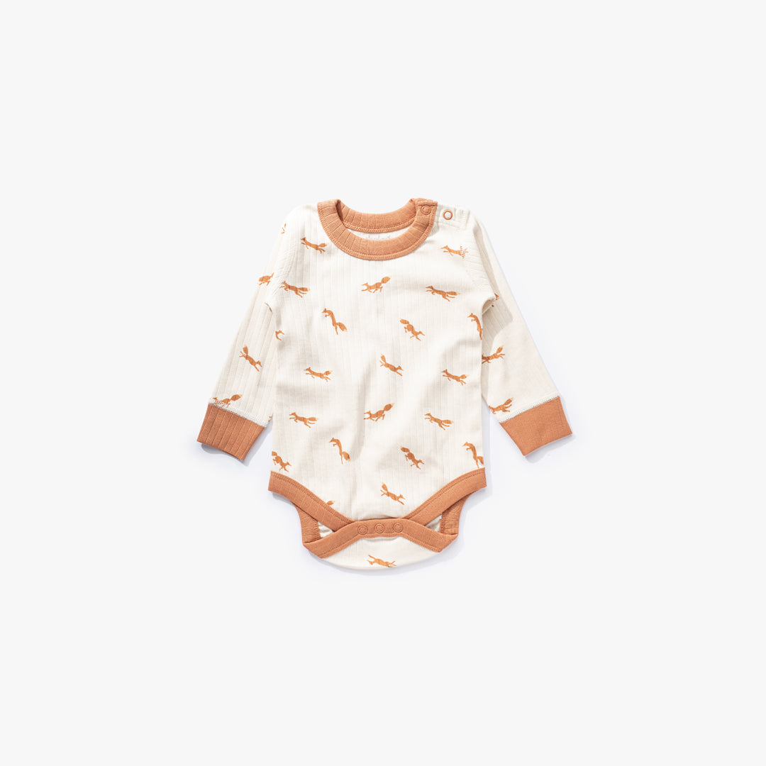 加拿大Sapling Child Fox Long Sleeve Bodysuit-有机棉华夫系列
