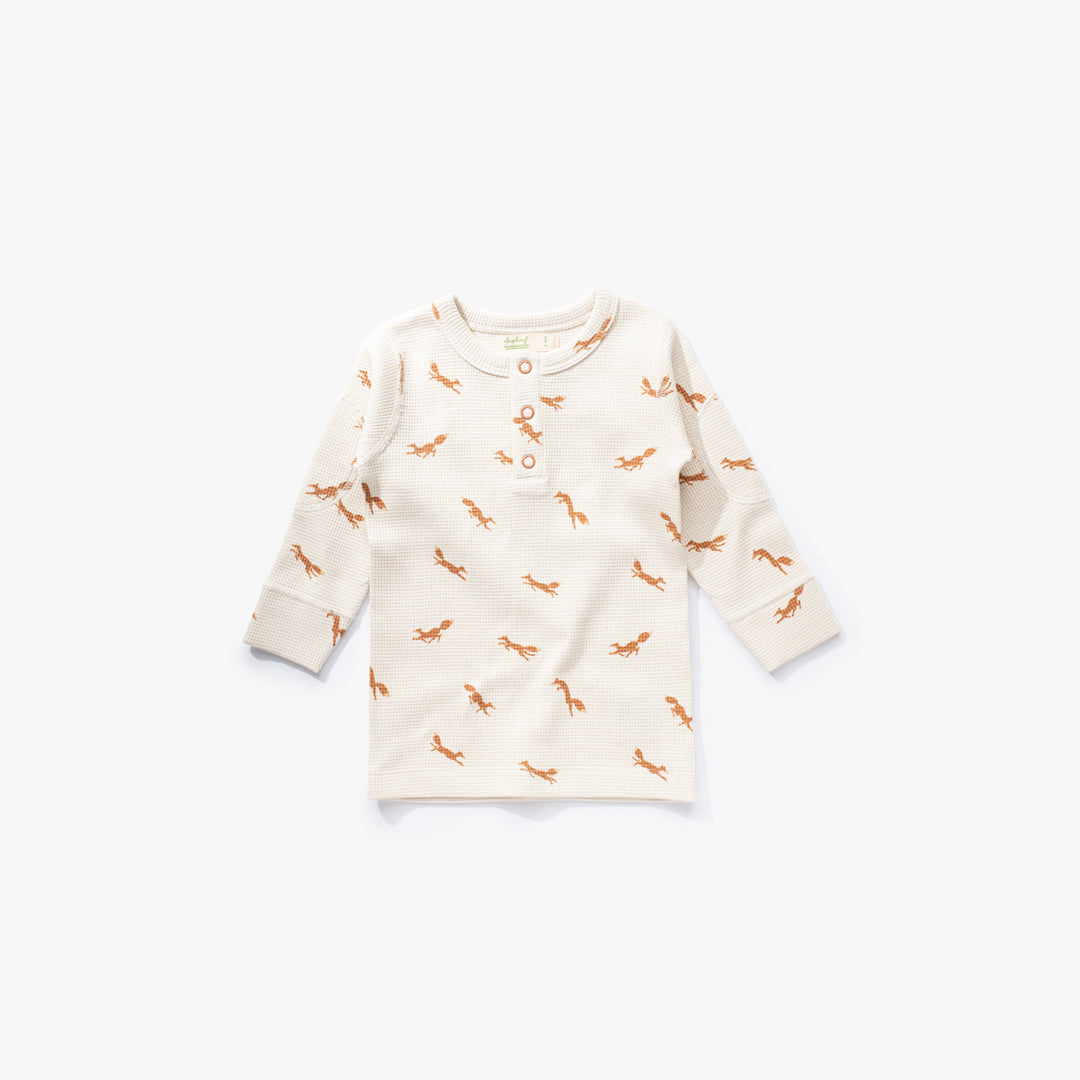 加拿大Sapling Child Fox Waffle Long Sleeve Tee-有机棉华夫系列