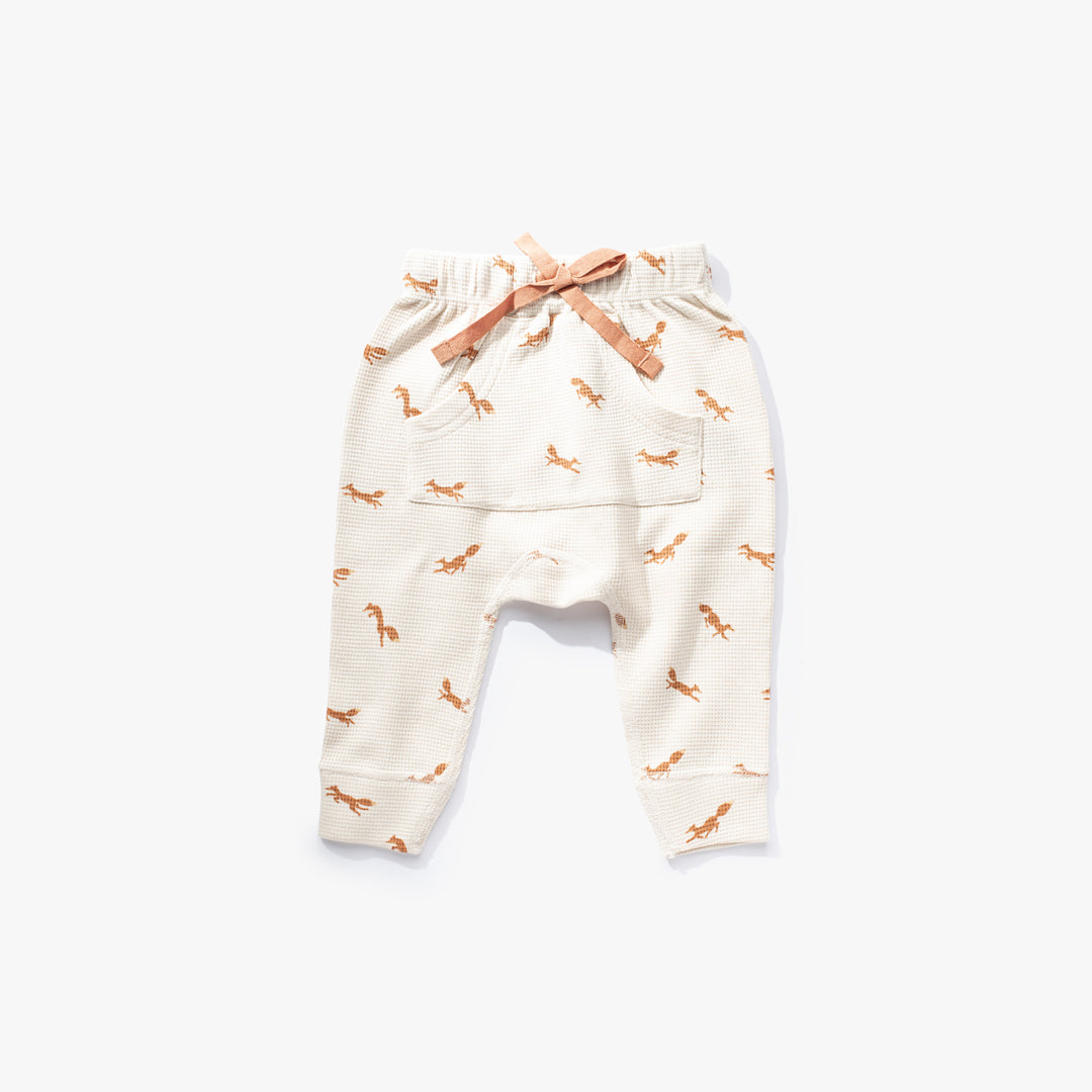 加拿大Sapling Child Fox Waffle Pants-有机棉华夫系列