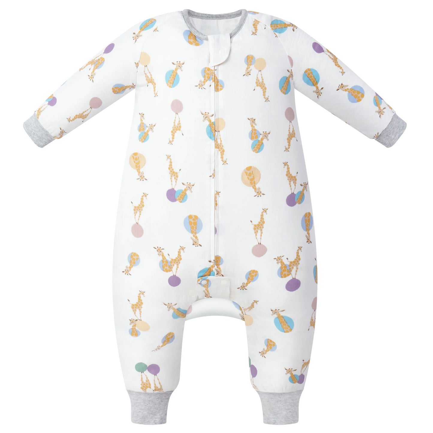 Nest Designs 0.6 TOG Bamboo Pima Long Sleeve Footed Sleep Bag - Giraffe Shapes