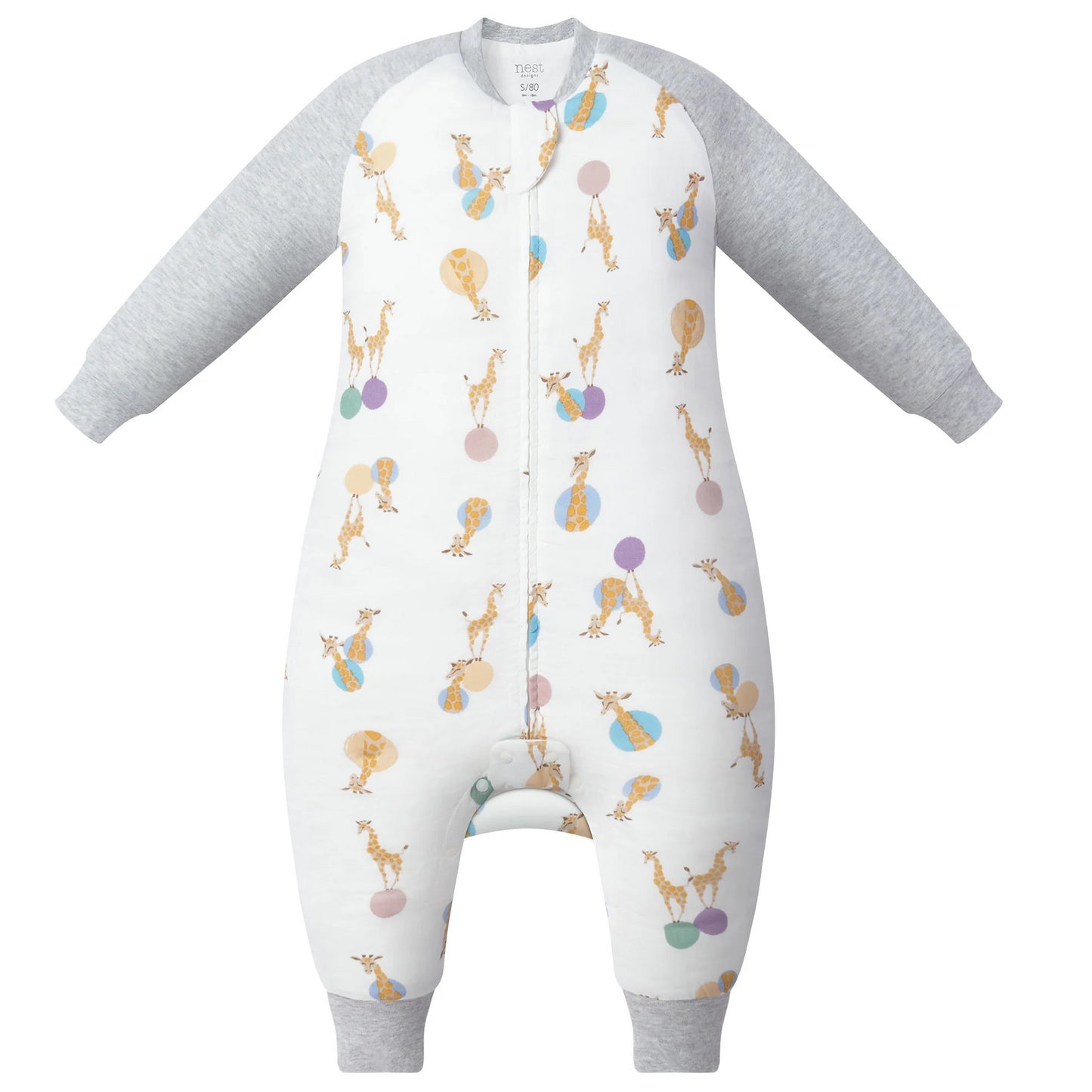 Nest Designs 1.0 TOG Bamboo Long Sleeve Footed Sleep Bag - Giraffe Shapes
