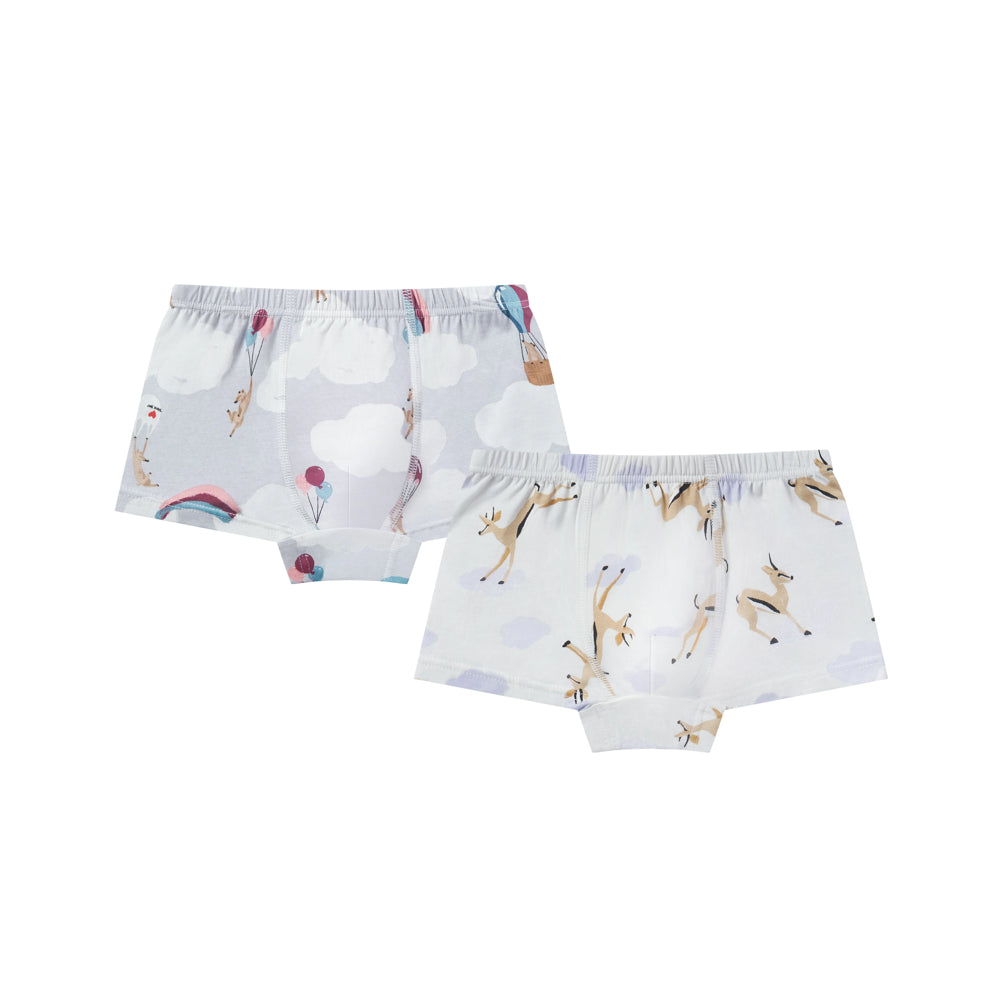 Nest Designs Bamboo Boys Boxer Briefs Underwear (2 Pack) - Sahara Sky