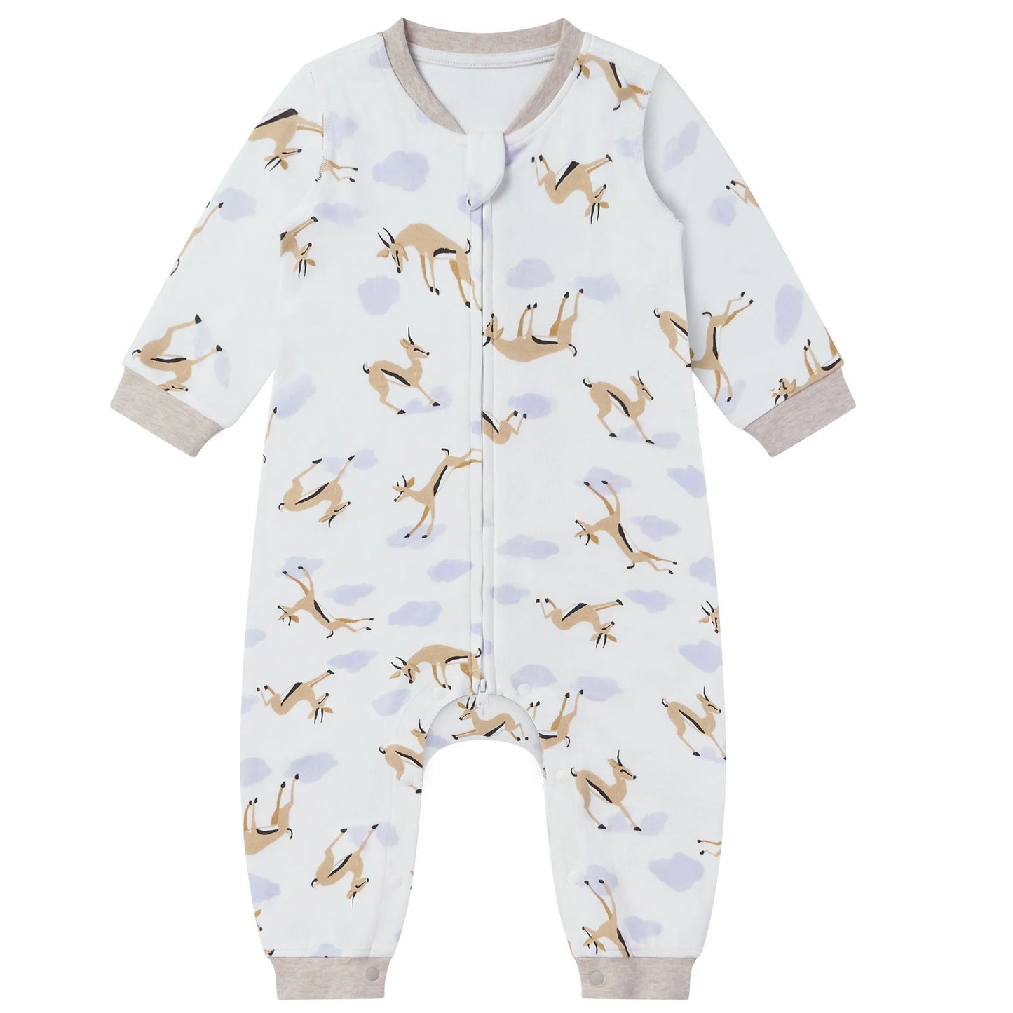 Nest Designs Organic Cotton Long Sleeve Romper - Gazelle Sky