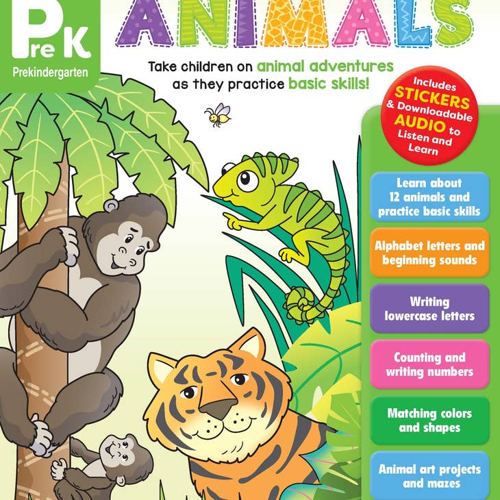 北美黄冈Evan-Moor Listen and Learn: Animals, Grade Prek Workbook