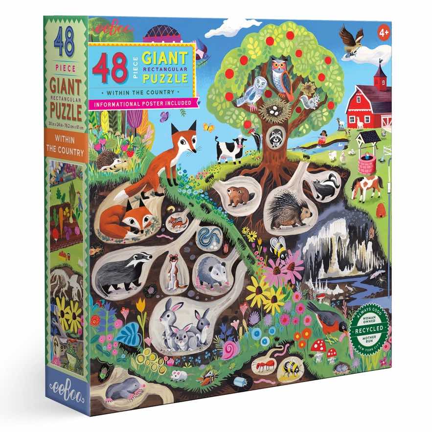 美国eeBoo绝美插画拼图 Within the Country 48 Piece Giant Puzzle儿童大颗粒拼图