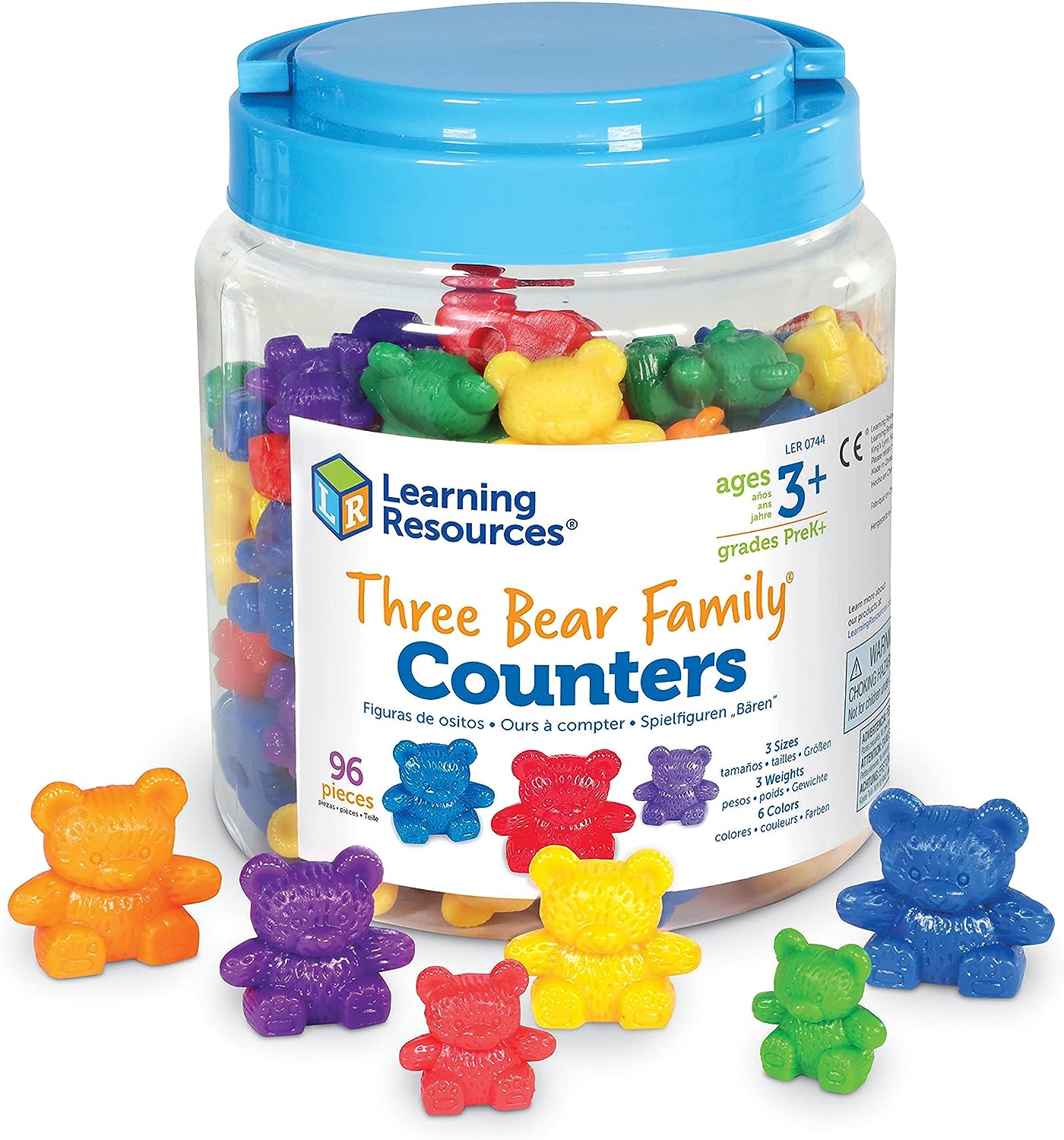 美国Learning Resources Three Bear Family Rainbow Counters, Set Of 96