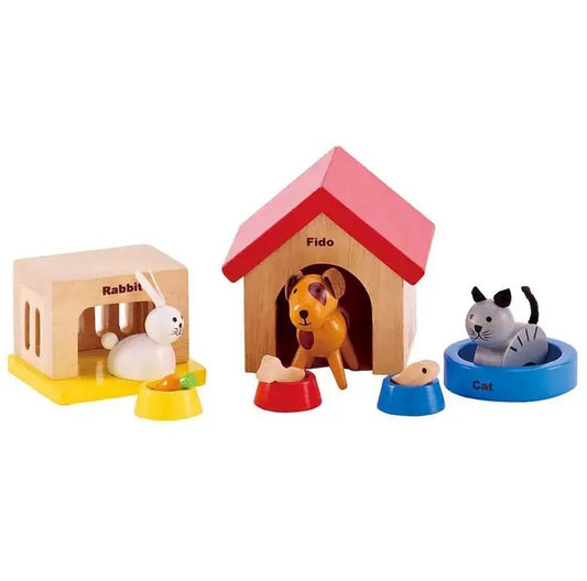 Hape Family Pets Wooden Dollhouse Animal Set超可爱宠物小木屋玩具