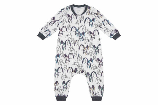 Nest Designs Organic Cotton Long Sleeve Romper - Penguin Love