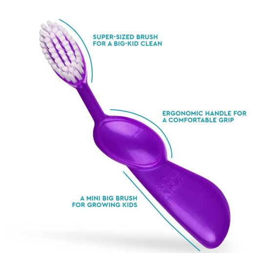 美国RADIUS Kidz Brush Toothbrush - 6yrs+ Right Hand-宽头牙刷,刷的更干净