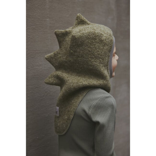 DINO Balaclava Traingles Wool - Deep Lichen Green