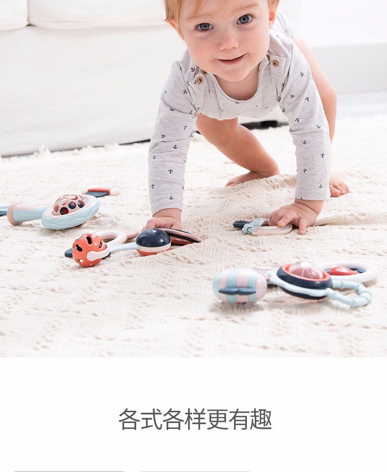 乐亲曼哈顿手抓球咬胶摇铃0-1岁