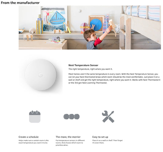 Google Nest Sensor 温度计1个装