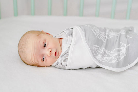 Nest Designs-0.25 TOG Bamboo Jersey Swaddle Sleep Bag - Feather Grey(0-6M)