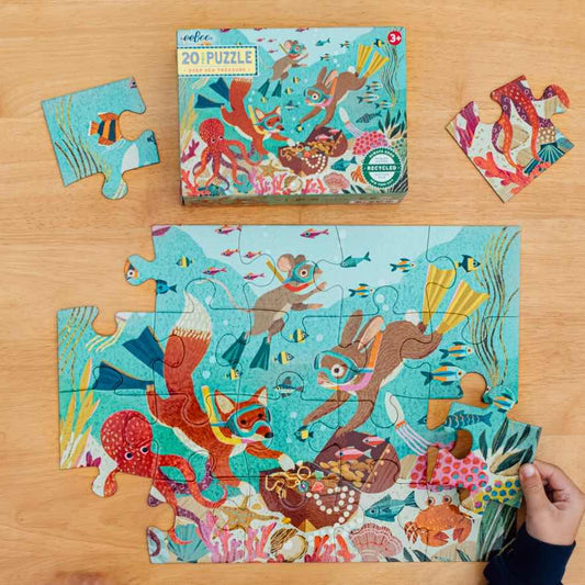 美国eeBoo绝美插画拼图 Deep Sea Treasure 20 Piece Puzzle儿童大颗粒拼图