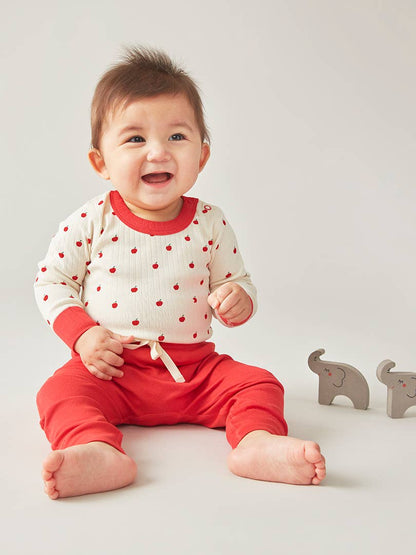 加拿大Sapling Child Apple Long Sleeve Bodysuit-有机棉华夫系列