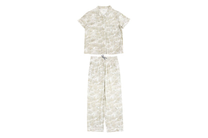 Nest Designs-Women’s Bamboo Short Sleeve Button-up PJ Set - Seagulls & Seagrass