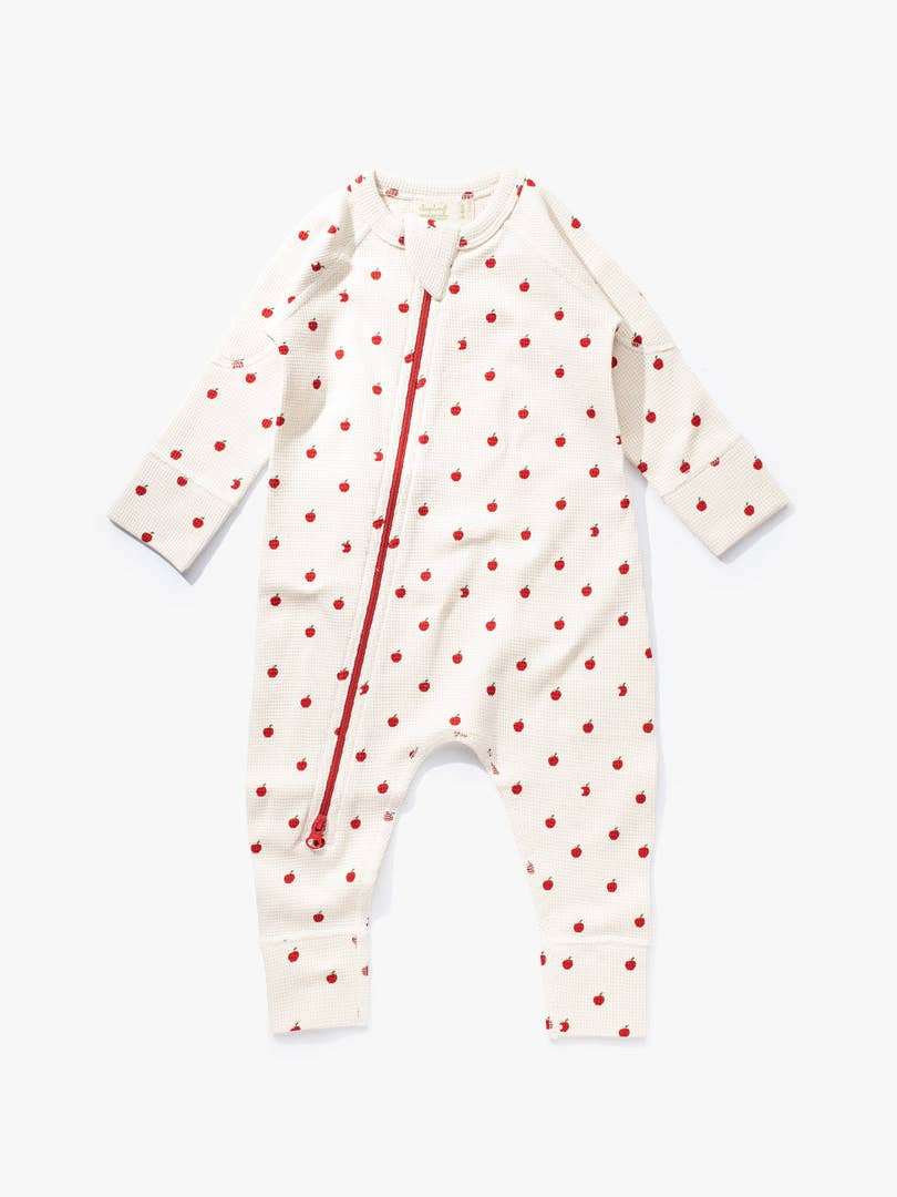 加拿大Sapling Child Apple Waffle Zip Romper-有机棉华夫系列