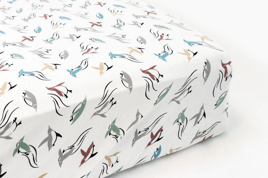 Nest Designs Fitted Organic Cotton Twin Sheet - Rainbow Swim