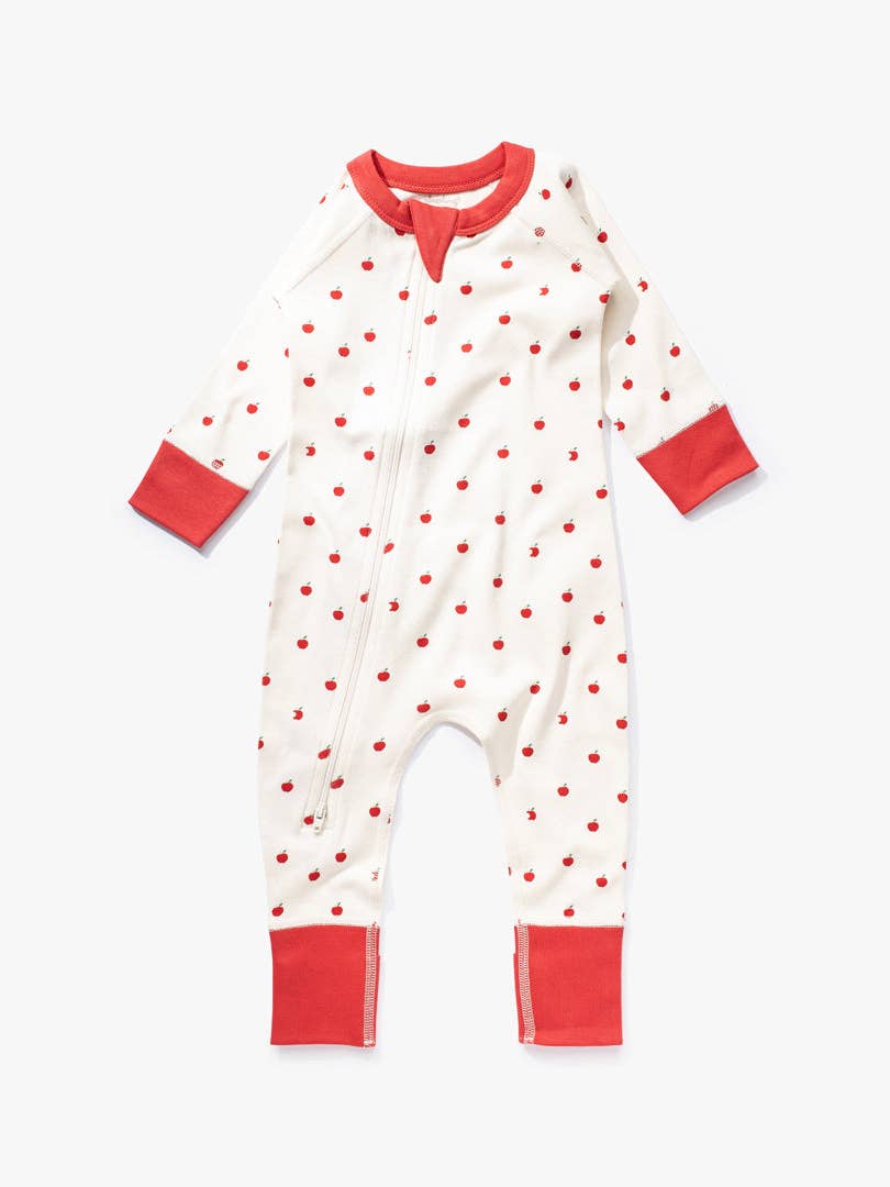加拿大Sapling Child Apple Zip Romper-有机棉华夫系列