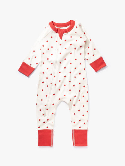 加拿大Sapling Child Apple Zip Romper-有机棉华夫系列