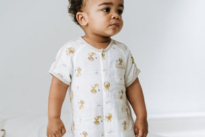 Nest Designs Bamboo Pima Short Sleeve Romper - The Lion and The Mouse