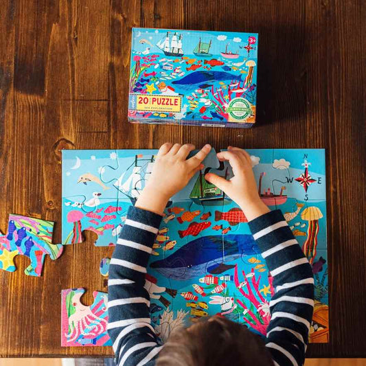 美国eeBoo绝美插画拼图 Sea Exploration 20 Piece Puzzle儿童大颗粒拼图