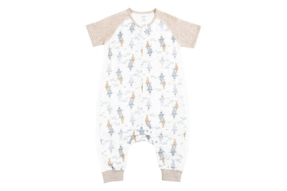 Nest Designs-0.6 TOG Raglan Bamboo Pima Short Sleeve Sleep Suit- Ocean Float