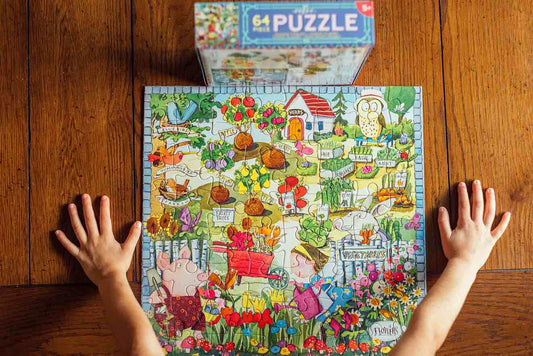 美国eeBoo绝美插画拼图 Growing a Garden 64 Piece儿童拼图