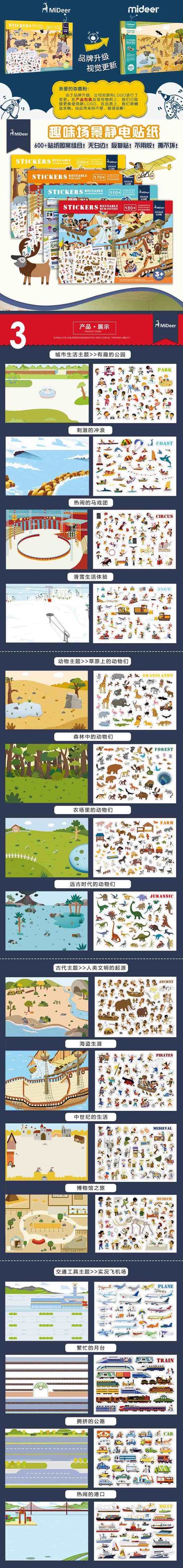 弥鹿趣味场景反复贴静电贴纸【中世纪】3岁以上