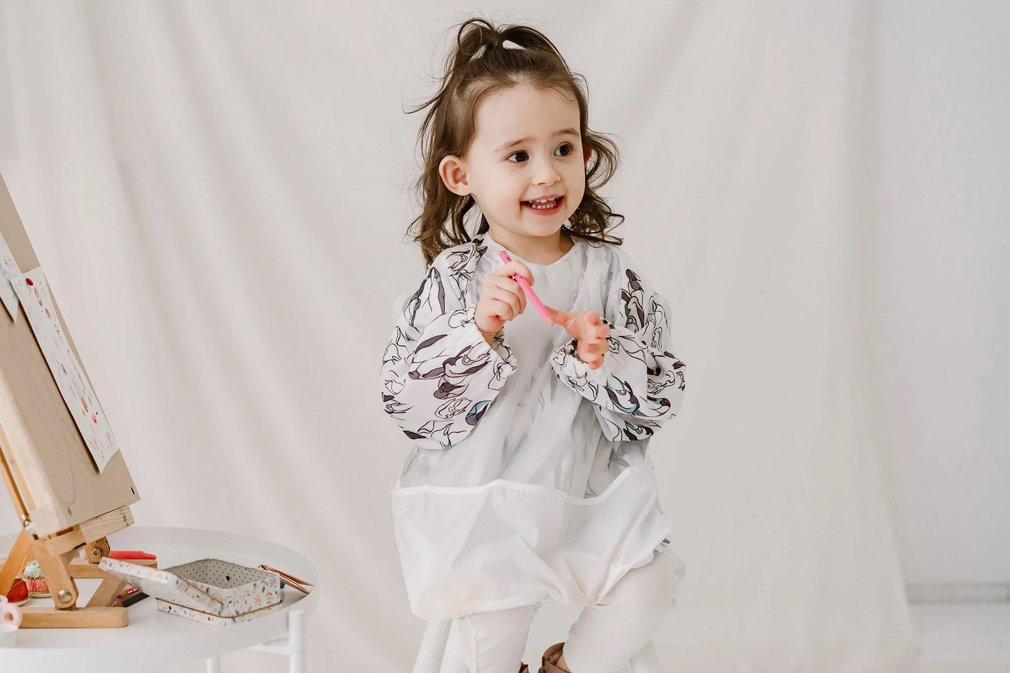 Nest Designs Bamboo Long Sleeve Bib Cover - Penguin Love