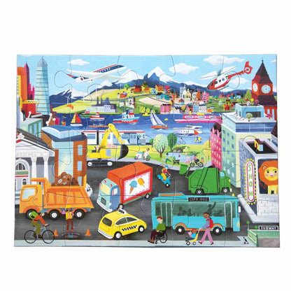 美国eeBoo绝美插画拼图 Vehicles 20 Piece Puzzle儿童大颗粒拼图