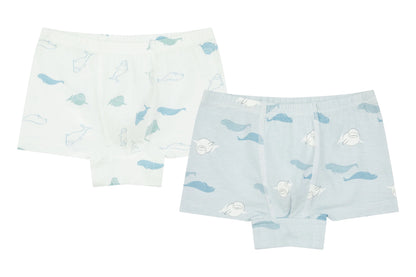 Nest Designs Bamboo Boys Boxer Briefs Underwear (2 Pack) - Belugas