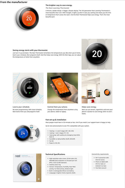 Google Nest Learning Thermostat  智能学习温控器