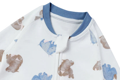 Nest Designs Organic Cotton One-Piece Zip Footed Sleeper - Rhino Hippo