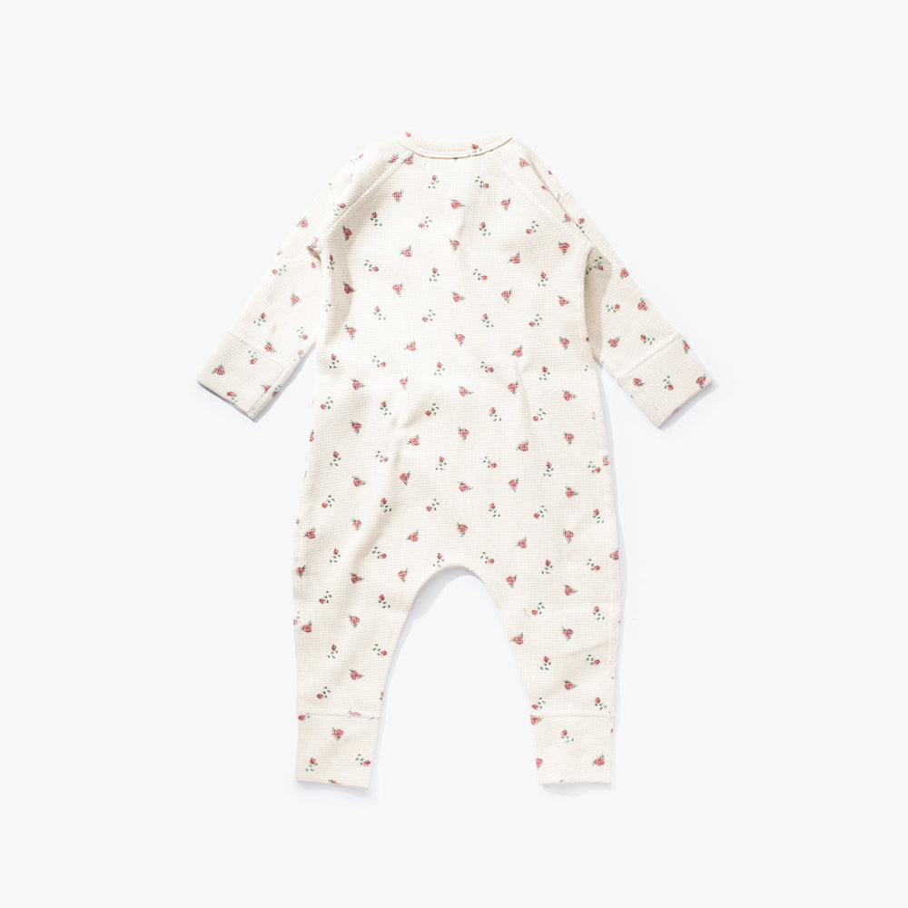 加拿大Sapling Child Winter Rose Waffle Zip Romper-有机棉华夫系列