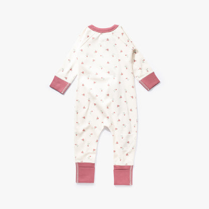 加拿大Sapling Child Winter Rose Zip Romper-有机棉华夫系列