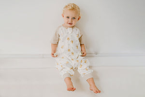 Nest Designs Raglan Bamboo Pima Short Sleeve Footed Sleep Bag 0.6 TOG -The Lion and The Mouse