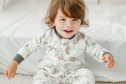 Nest Designs Avocado Bamboo Long Sleeve Footed Sleep Bag 1.0 TOG - Jungle Stripes