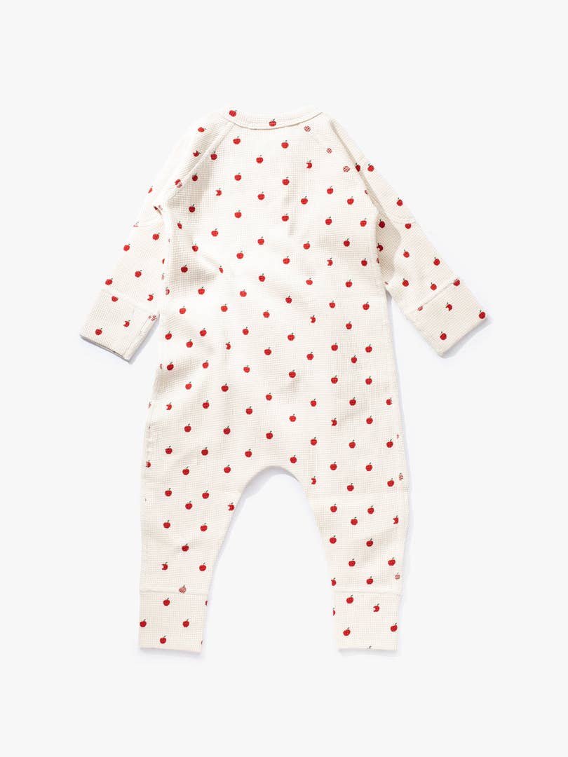 加拿大Sapling Child Apple Waffle Zip Romper-有机棉华夫系列